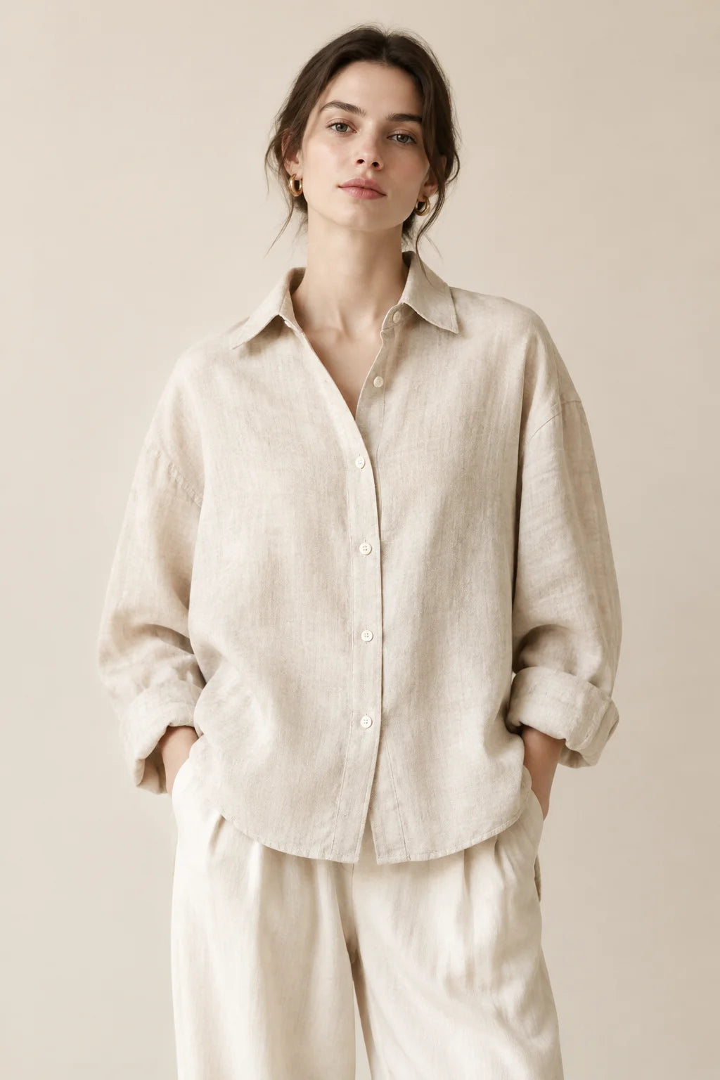 The Aveline Boxy Linen Shirt PDF Sewing Pattern - Front View