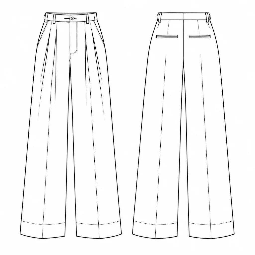 The Vivienne Bias-Cut Slip Dress Technical Flat Sketch Front and Back