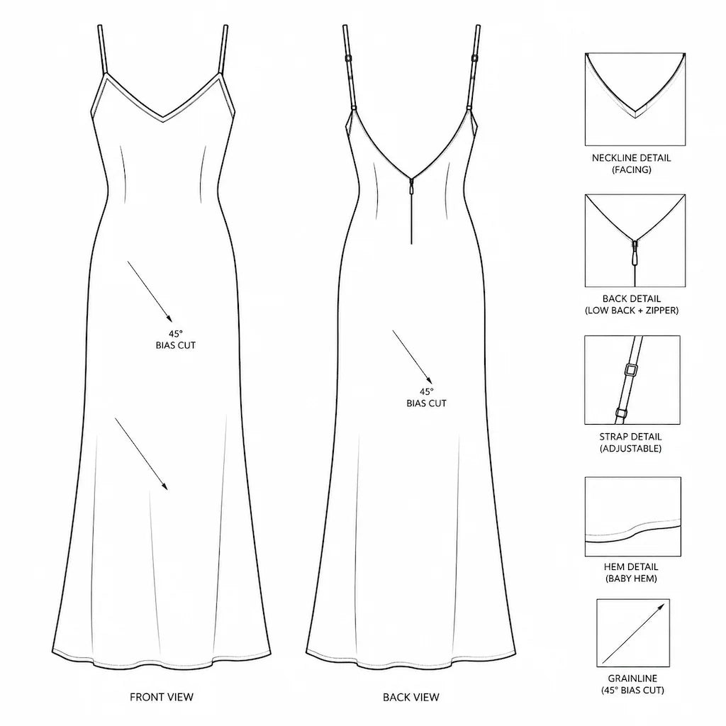 The Celeste High-Waisted Trouser Technical Flat Sketch Front and Back